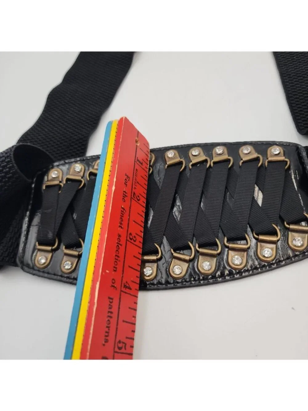 Ladies Women Waist Belt Cincher Corset Wide Band Elastic Black Waspie Rivet Belt
